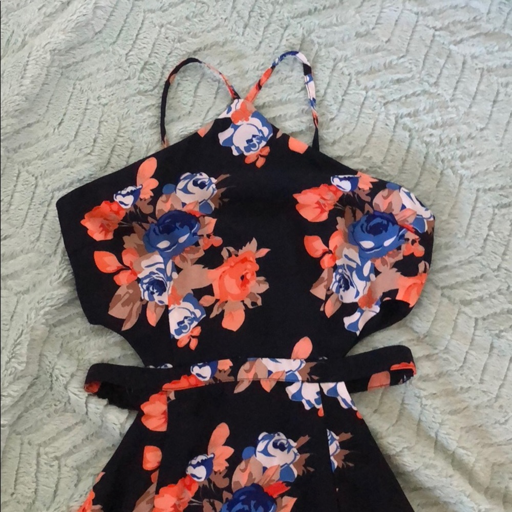 Floral cutout floor length dress